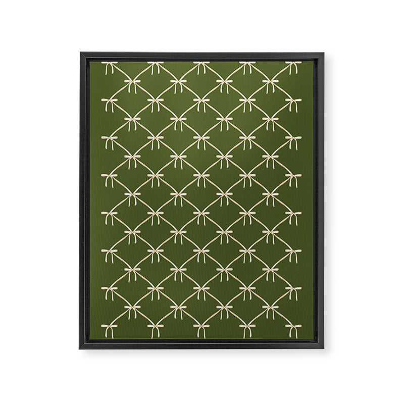 Bows & Ribbons Pattern XXII Dark Olive Green Framed Canvas Print Gallery Image 8