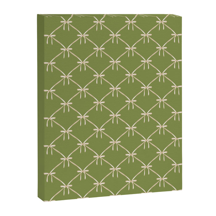 Bows & Ribbons Pattern XXIII Olive Green Canvas Print Gallery Image 1