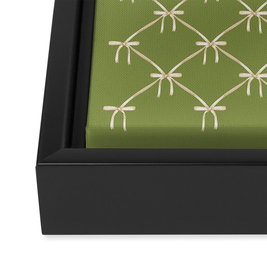 Bows & Ribbons Pattern XXIII Olive Green Framed Canvas Print Gallery Image 3