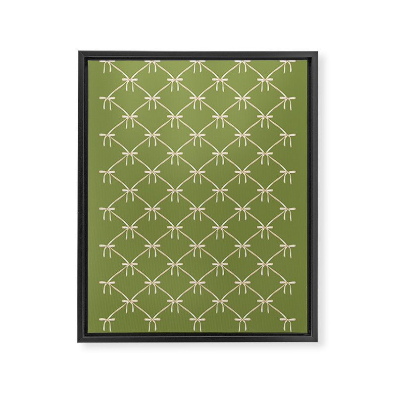 Bows & Ribbons Pattern XXIII Olive Green Framed Canvas Print Gallery Image 8
