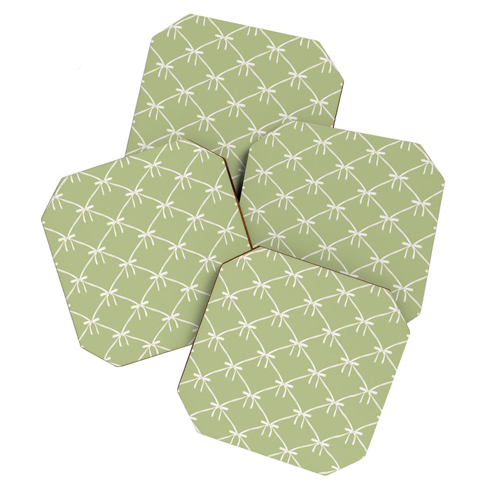 Bows & Ribbons Pattern XXIV Pastel Green Coaster Gallery Image 1