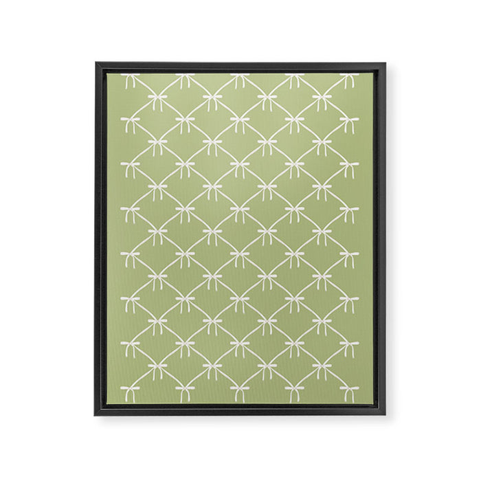 Bows & Ribbons Pattern XXIV Pastel Green Framed Canvas Print Gallery Image 1