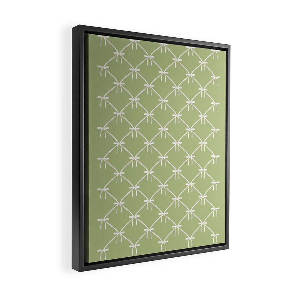 Bows & Ribbons Pattern XXIV Pastel Green Framed Canvas Print Gallery Image 2