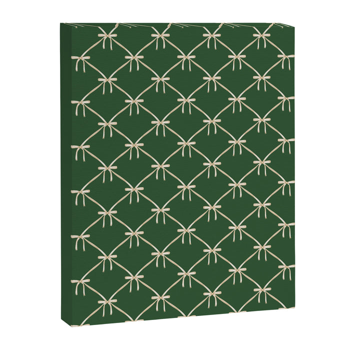 Bows & Ribbons Pattern XXV Dark Forest Green Canvas Print Gallery Image 1