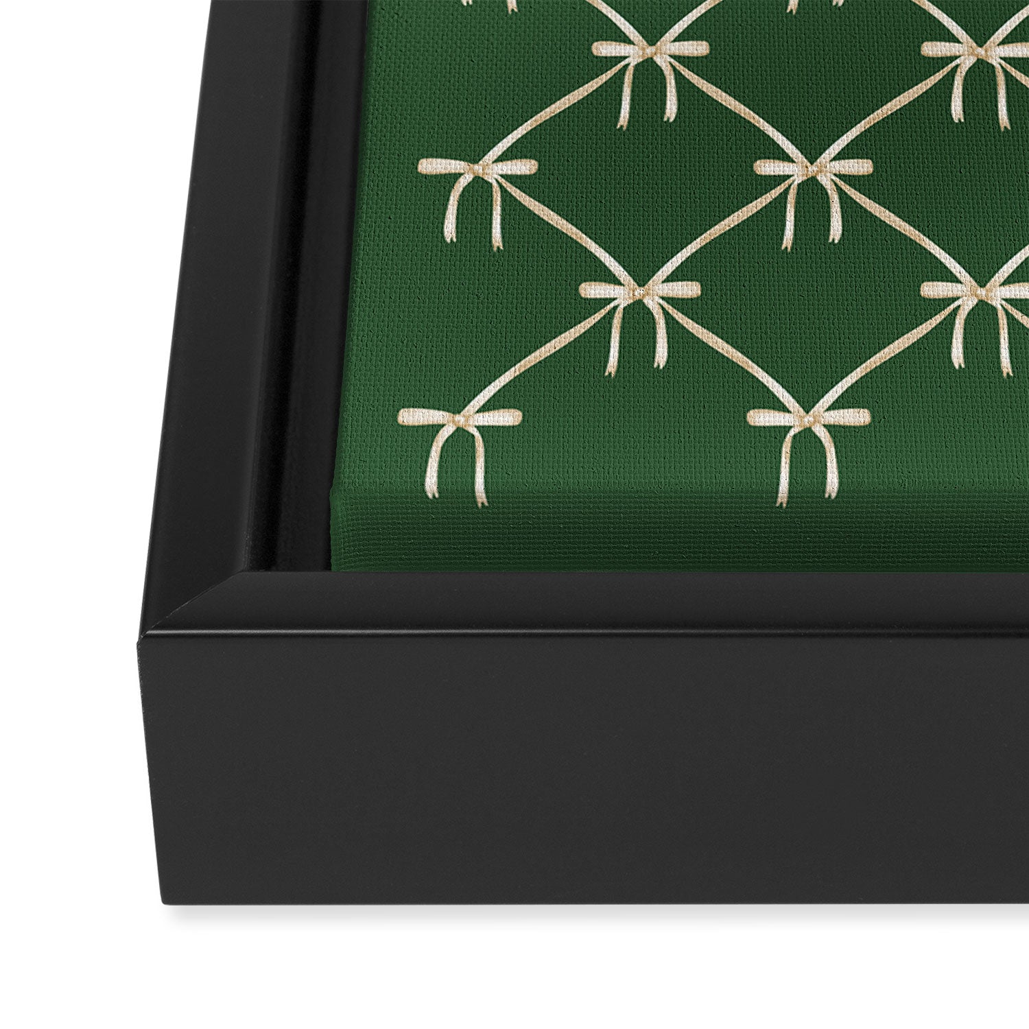 Bows & Ribbons Pattern XXV Dark Forest Green Framed Canvas Print Gallery Image 3