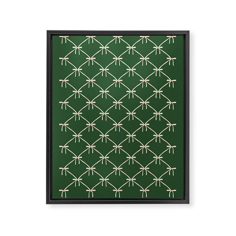 Bows & Ribbons Pattern XXV Dark Forest Green Framed Canvas Print Gallery Image 8