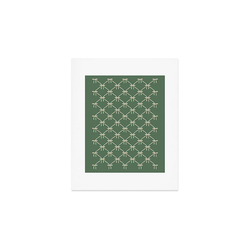 Bows & Ribbons Pattern XXVI Natural Green Art Print Gallery Image 1