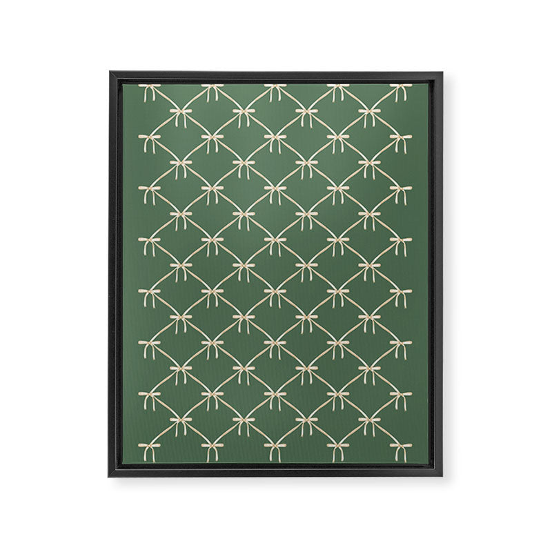 Bows & Ribbons Pattern XXVI Natural Green Framed Canvas Print Gallery Image 8