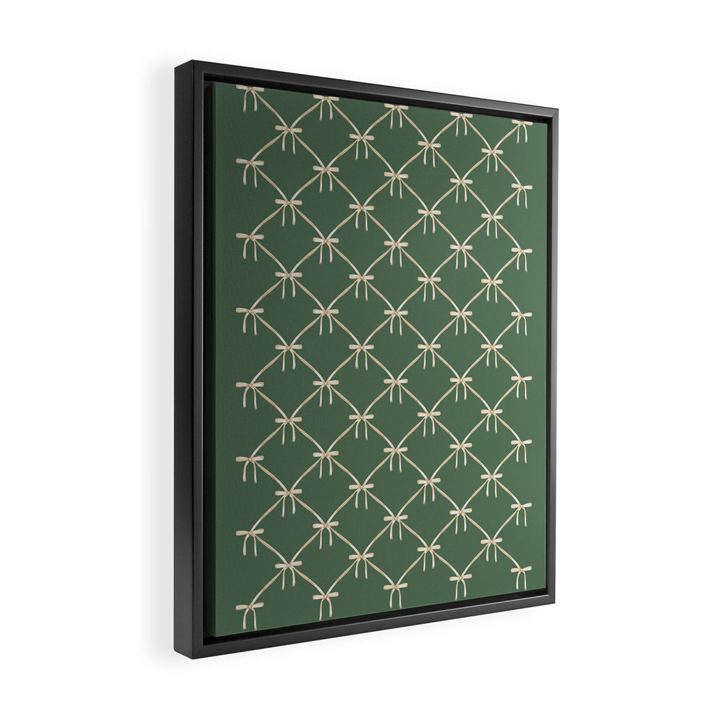 Bows & Ribbons Pattern XXVI Natural Green Framed Canvas Print Gallery Image 2