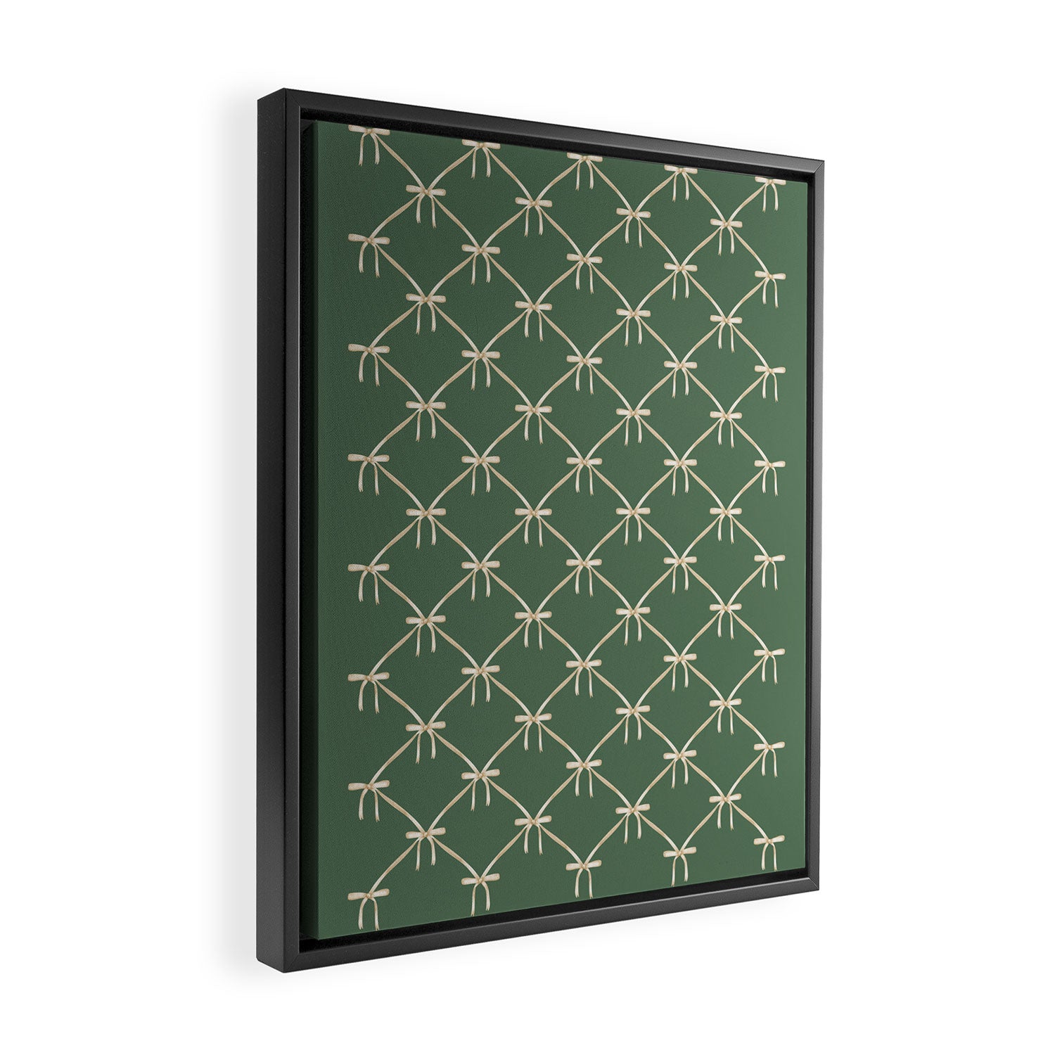Bows & Ribbons Pattern XXVI Natural Green Framed Canvas Print Gallery Image 2