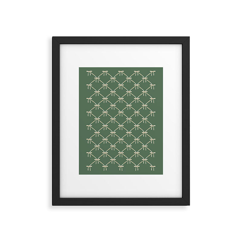 Bows & Ribbons Pattern XXVI Natural Green Framed Art Print Gallery Image 6
