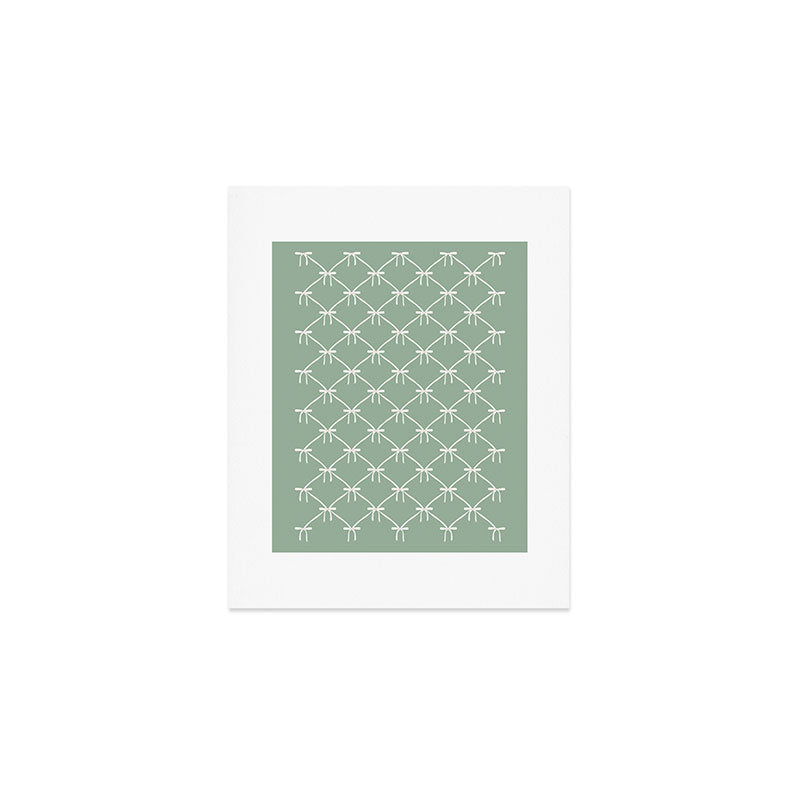 Bows & Ribbons Pattern XXVII Sage Green Art Print Gallery Image 1