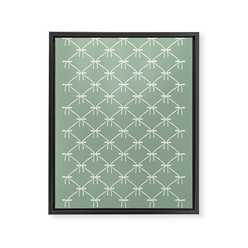 Bows & Ribbons Pattern XXVII Sage Green Framed Canvas Print Gallery Image 8