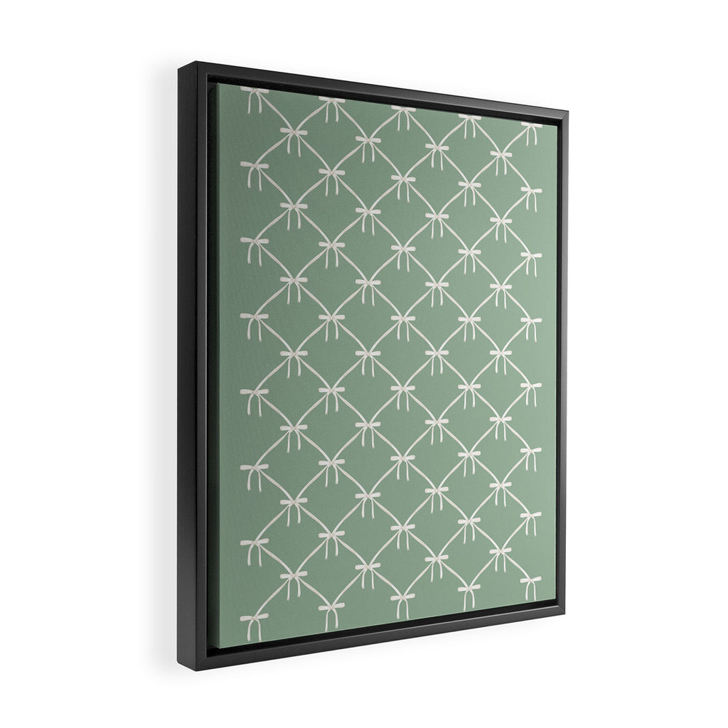 Bows & Ribbons Pattern XXVII Sage Green Framed Canvas Print Gallery Image 2