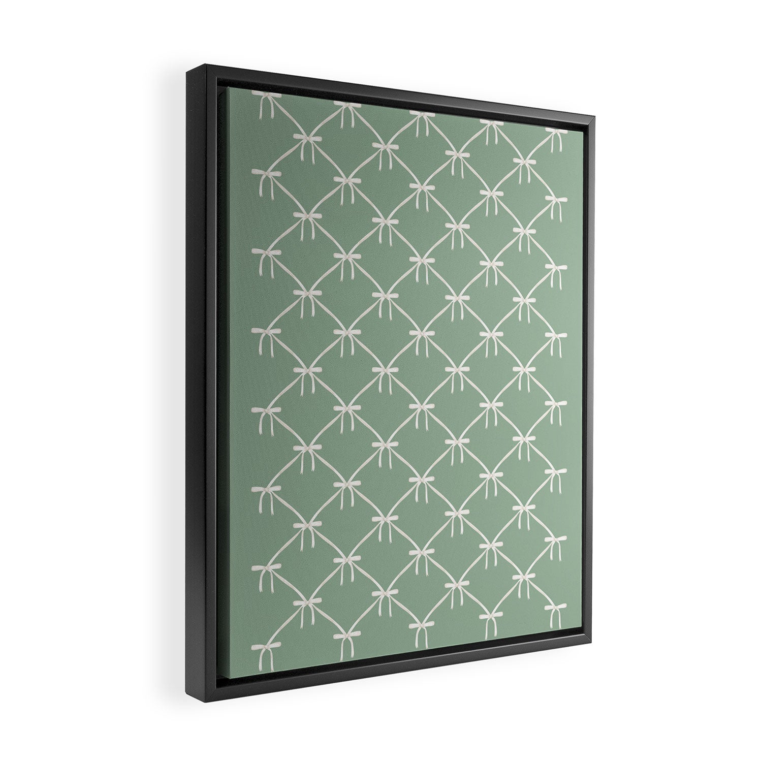 Bows & Ribbons Pattern XXVII Sage Green Framed Canvas Print Gallery Image 2