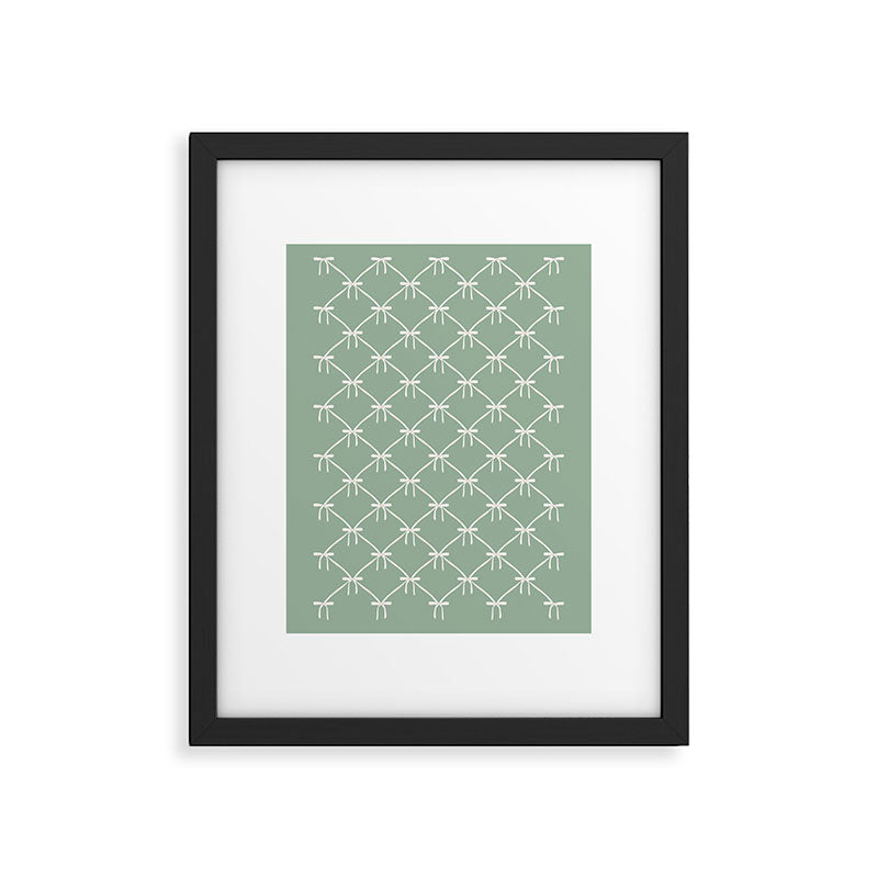 Bows & Ribbons Pattern XXVII Sage Green Framed Art Print Gallery Image 6