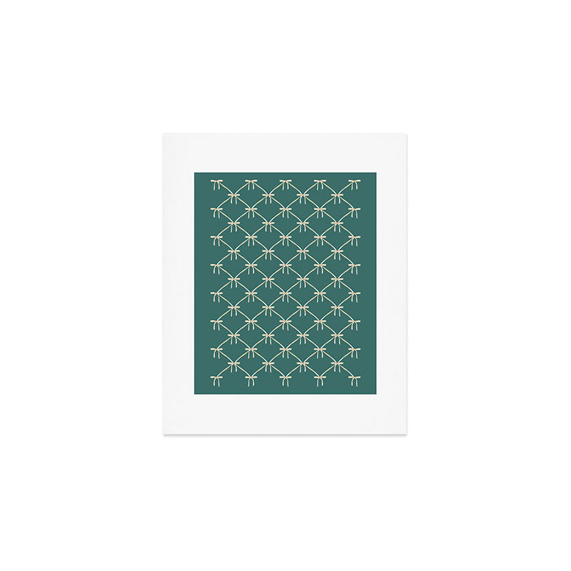 Bows & Ribbons Pattern XXXI Teal Green Art Print Gallery Image 1