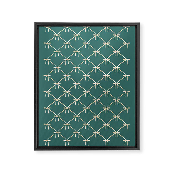 Bows & Ribbons Pattern XXXI Teal Green Framed Canvas Print Gallery Image 1