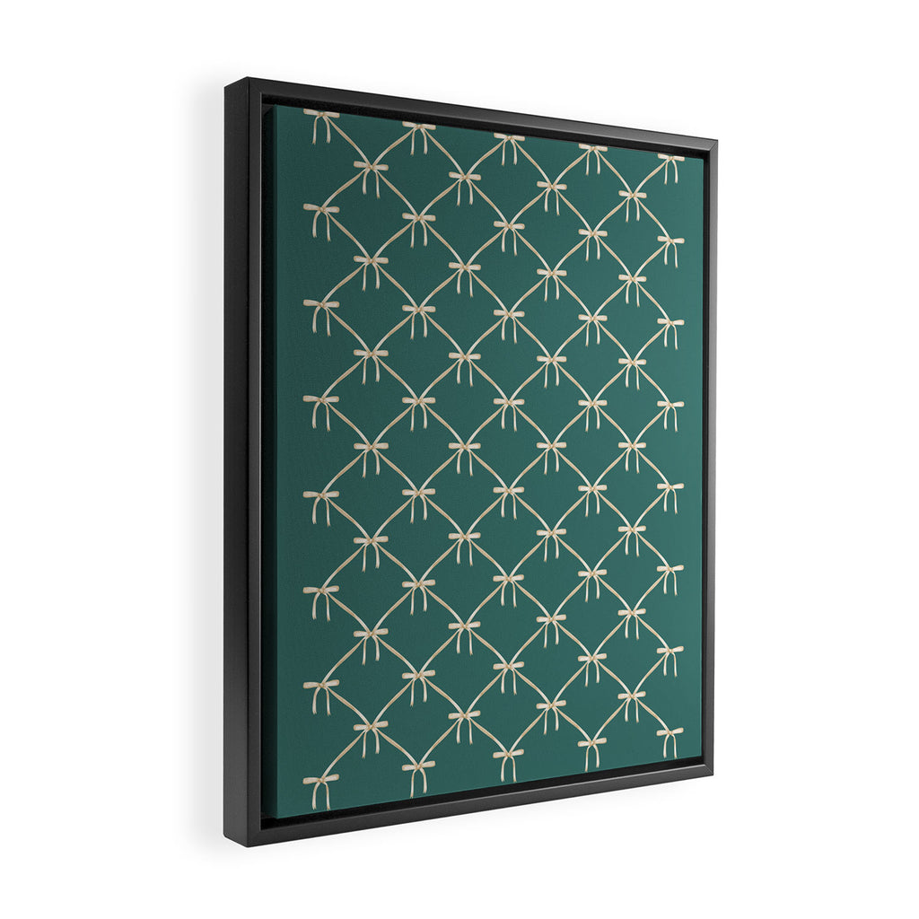 Bows & Ribbons Pattern XXXI Teal Green Framed Canvas Print Gallery Image 2