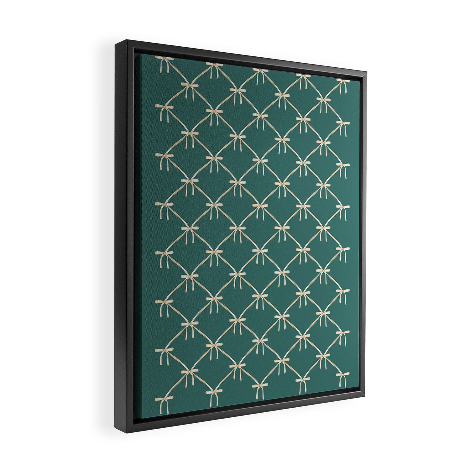 Bows & Ribbons Pattern XXXI Teal Green Framed Canvas Print Gallery Image 2