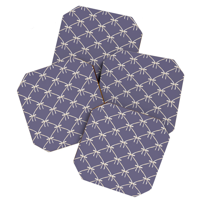 Bows & Ribbons Pattern XXXIII Neutral Lavender Purple Coaster Gallery Image 1