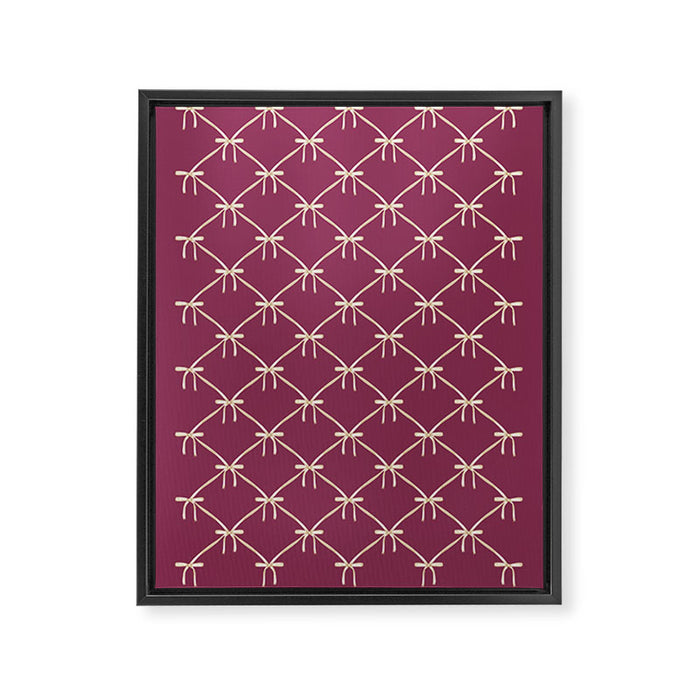 Bows & Ribbons Pattern XXXIII Plum Purple Framed Canvas Print Gallery Image 1