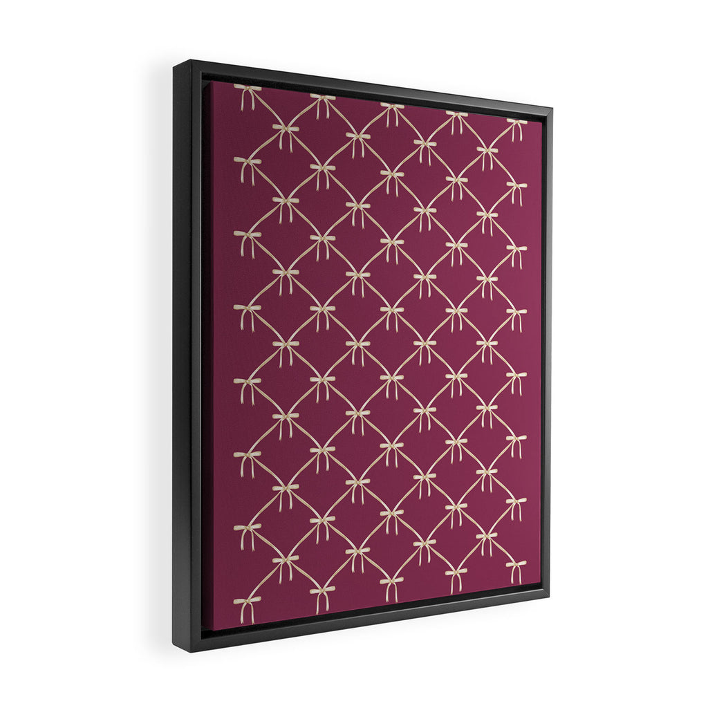 Bows & Ribbons Pattern XXXIII Plum Purple Framed Canvas Print Gallery Image 2