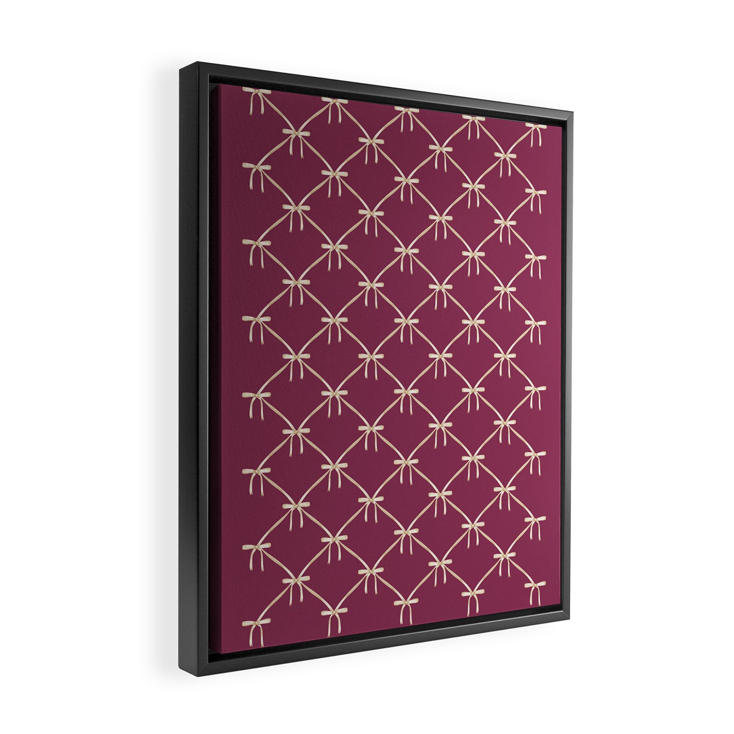 Bows & Ribbons Pattern XXXIII Plum Purple Framed Canvas Print Gallery Image 2