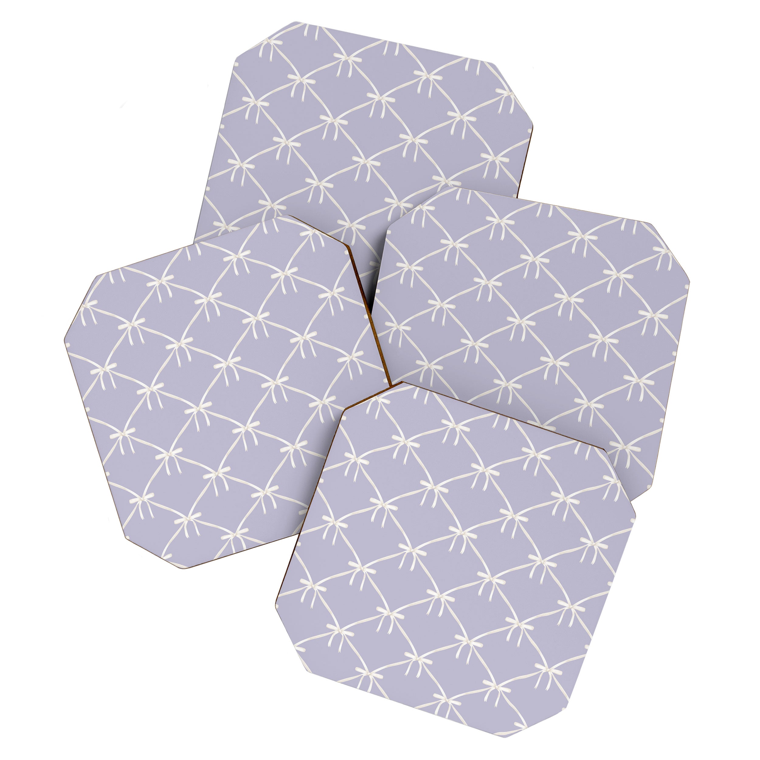 Bows & Ribbons Pattern XXXIV Pastel Lavender Purple  Coaster Gallery Image 1