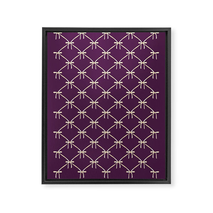 Bows & Ribbons Pattern XXXV Dark Purple Framed Canvas Print Gallery Image 1