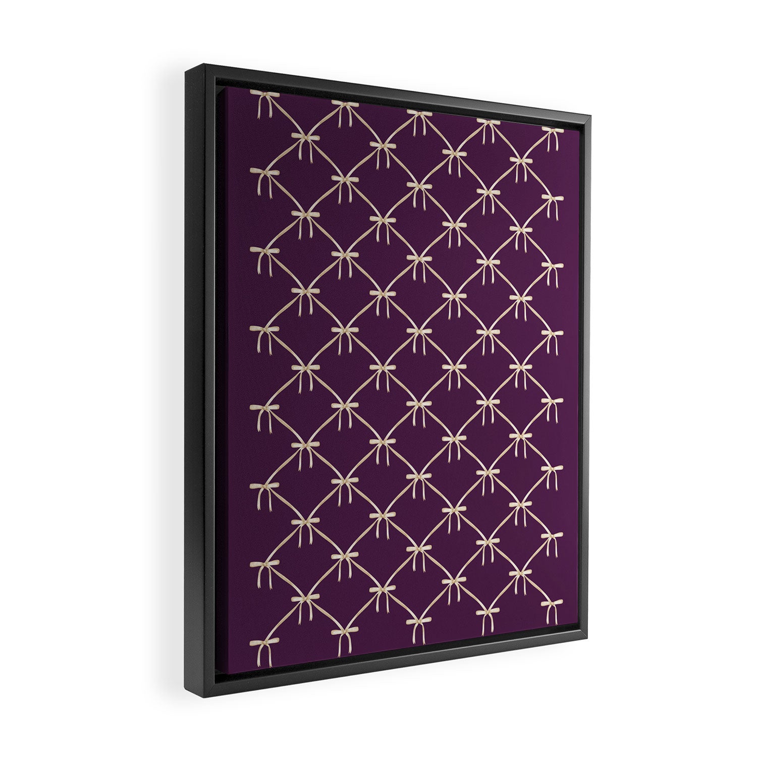 Bows & Ribbons Pattern XXXV Dark Purple Framed Canvas Print Gallery Image 2