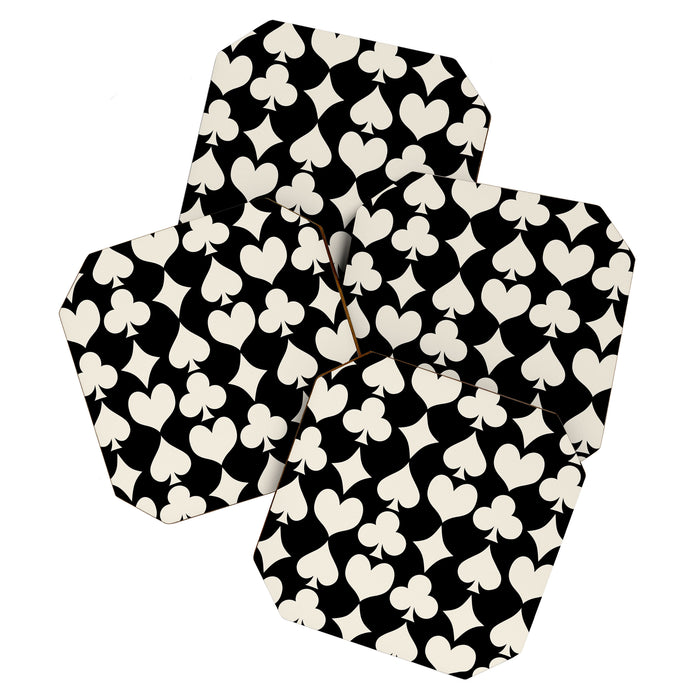 Card Suit Motifs I Black and White Coaster Gallery Image 1