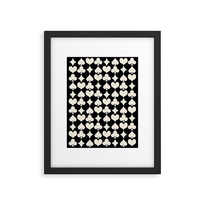 Card Suit Motifs I Black and White Framed Art Print Gallery Image 1