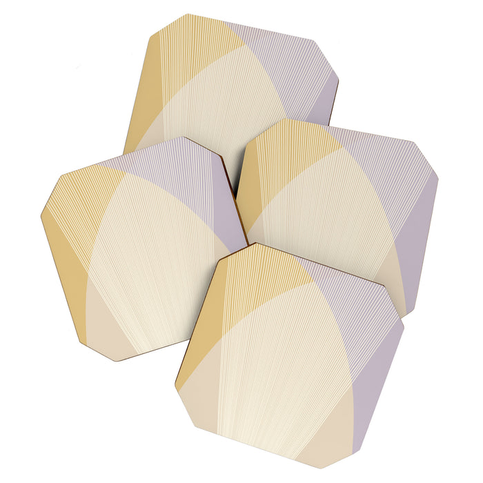 Cecilia Shapes I - Neutral Yellow and Purple Coaster Gallery Image 1