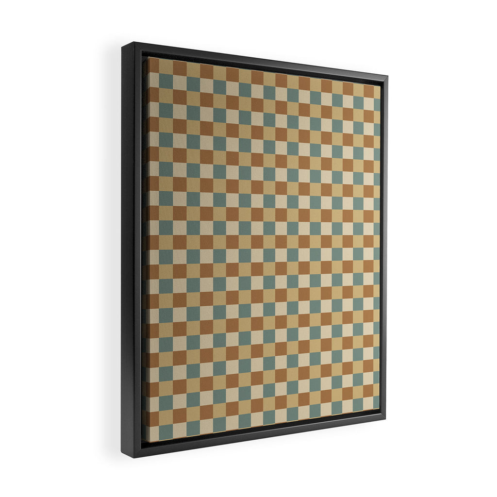 Checkered Multicolor Pattern III Earthy Natural Framed Canvas Print Gallery Image 2