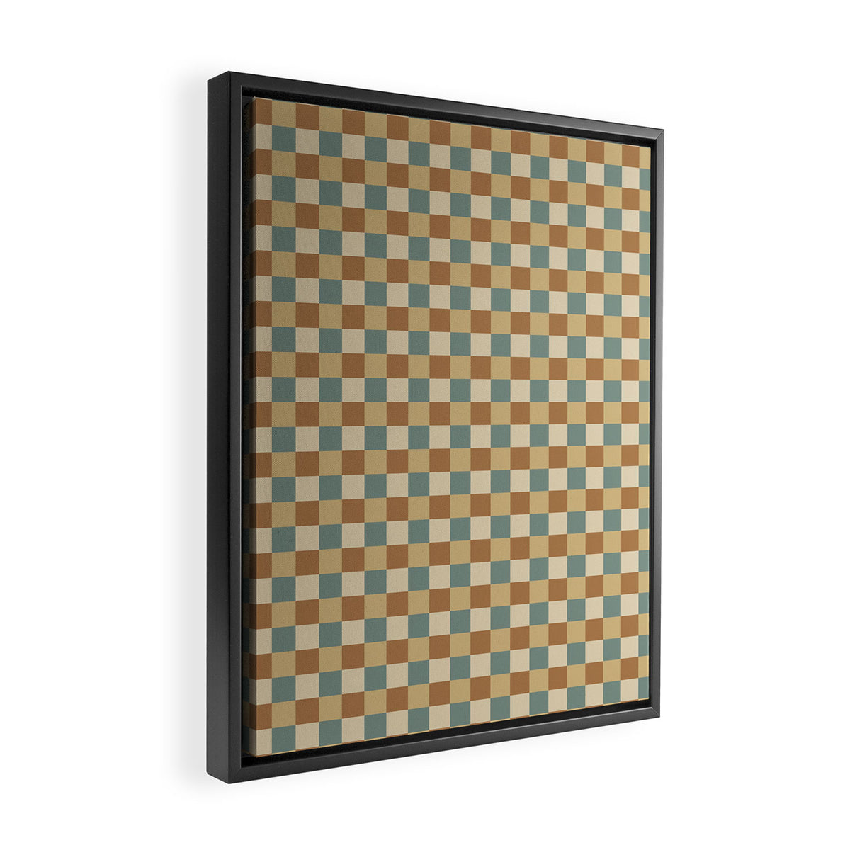 Checkered Multicolor Pattern III Earthy Natural Framed Canvas Print Gallery Image 2