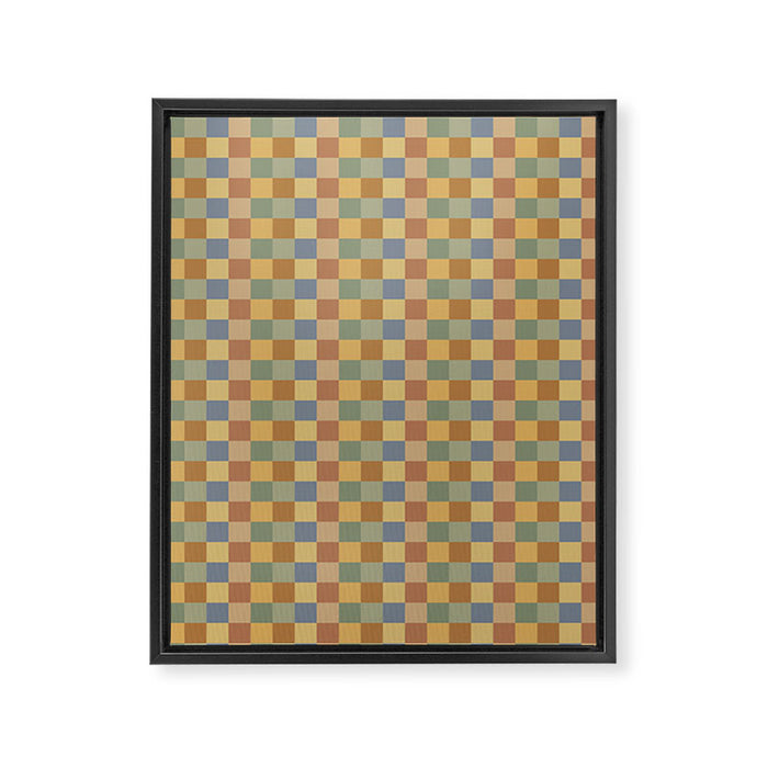 Checkered Multicolor Pattern IV Earthy Rainbow Framed Canvas Print Gallery Image 1