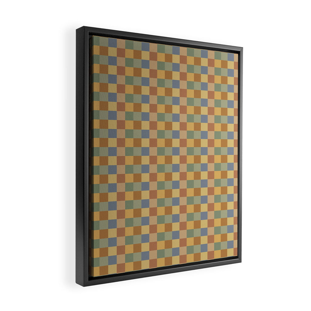 Checkered Multicolor Pattern IV Earthy Rainbow Framed Canvas Print Gallery Image 2