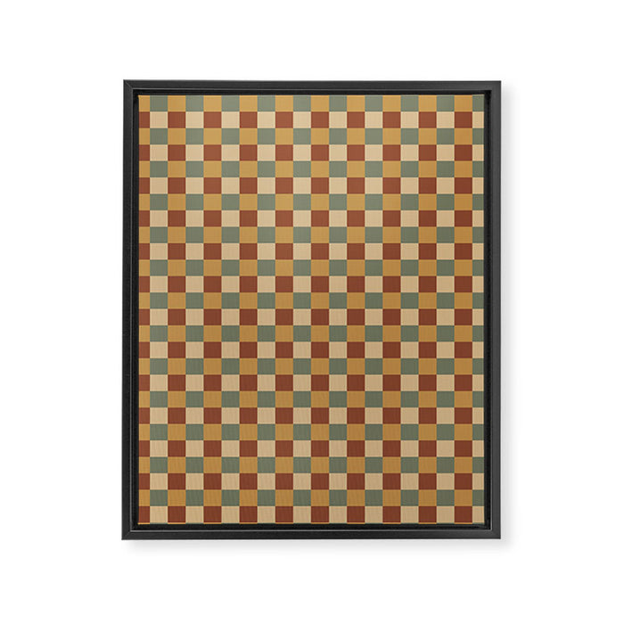 Checkered Multicolor Pattern V Earthy Western Framed Canvas Print Gallery Image 1