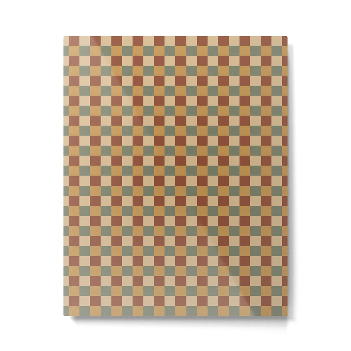 Checkered Multicolor Pattern V Earthy Western Metal Print Gallery Image 1