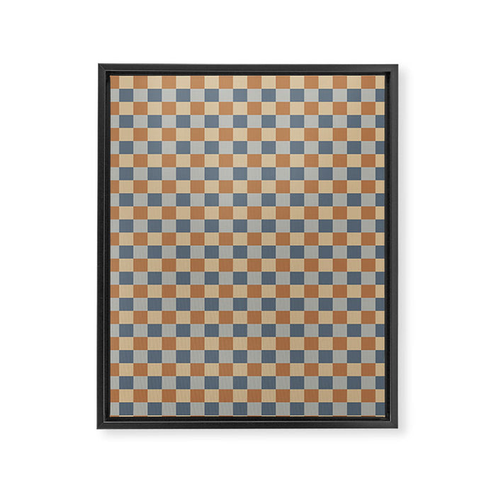 Checkered Multicolor Pattern VI Earthy Natural Framed Canvas Print Gallery Image 1