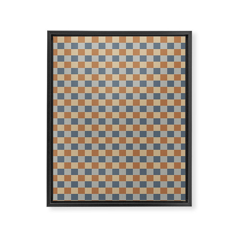 Checkered Multicolor Pattern VI Earthy Natural Framed Canvas Print Gallery Image 8