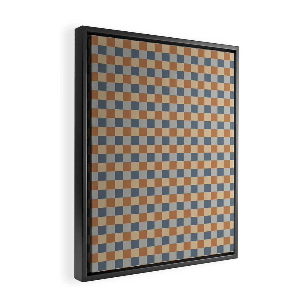 Checkered Multicolor Pattern VI Earthy Natural Framed Canvas Print Gallery Image 2