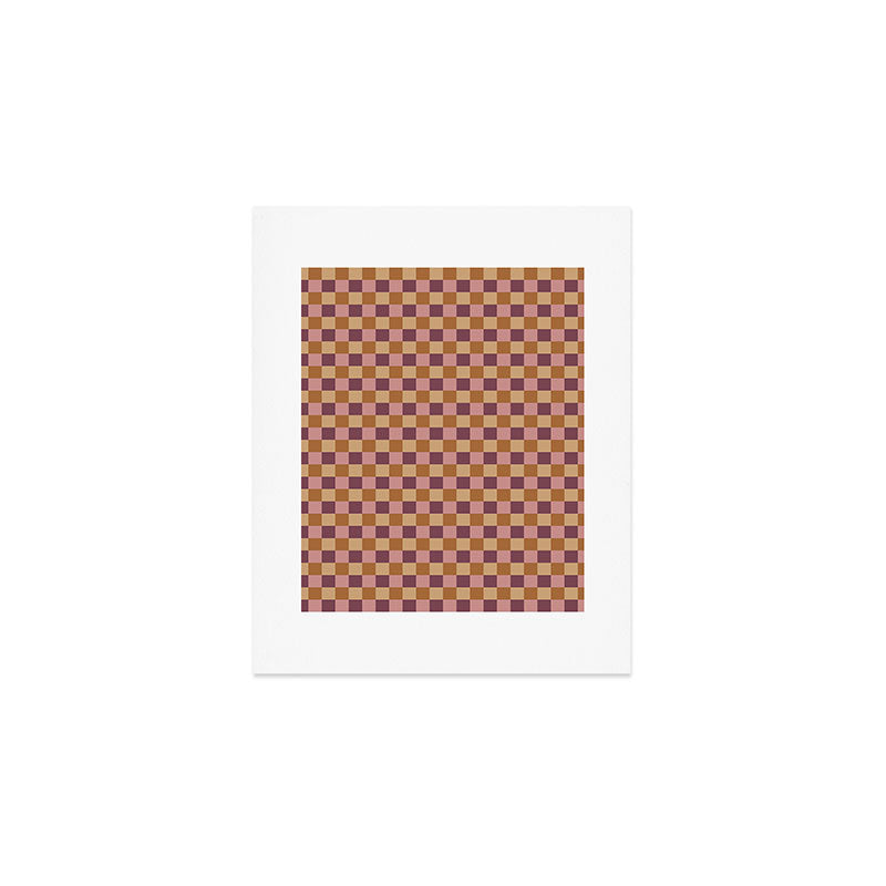 Checkered Multicolor Pattern VII Earthy Autumn Art Print Gallery Image 1