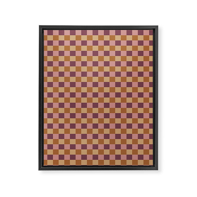 Checkered Multicolor Pattern VII Earthy Autumn Framed Canvas Print Gallery Image 8