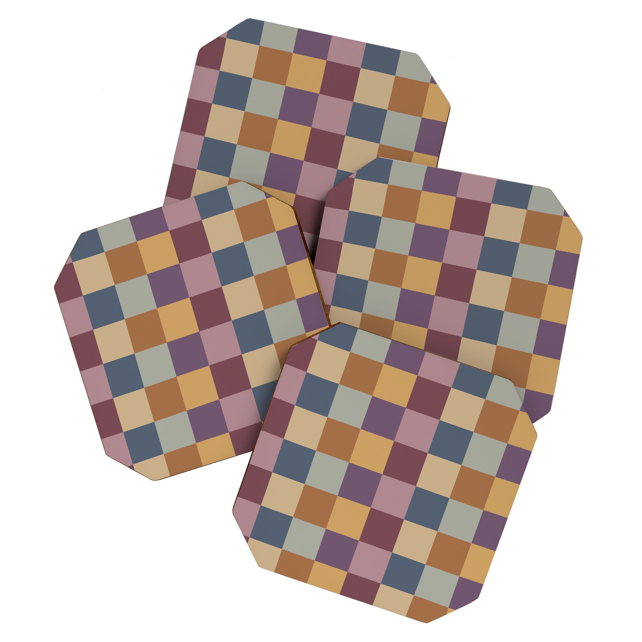 Checkered Multicolor Pattern VIII Retro Fall Coaster Gallery Image 1