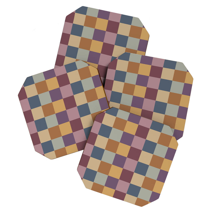 Checkered Multicolor Pattern VIII Retro Fall Coaster Gallery Image 1