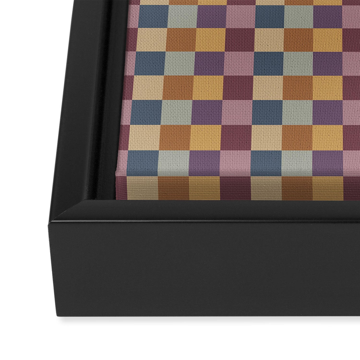 Checkered Multicolor Pattern VIII Retro Fall Framed Canvas Print Gallery Image 3