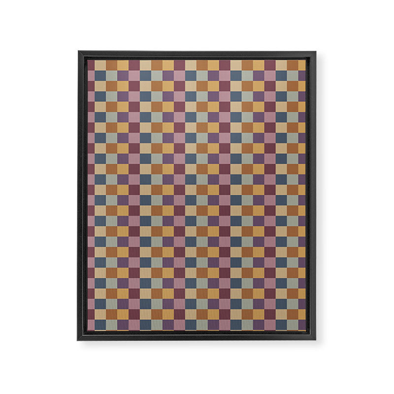 Checkered Multicolor Pattern VIII Retro Fall Framed Canvas Print Gallery Image 8