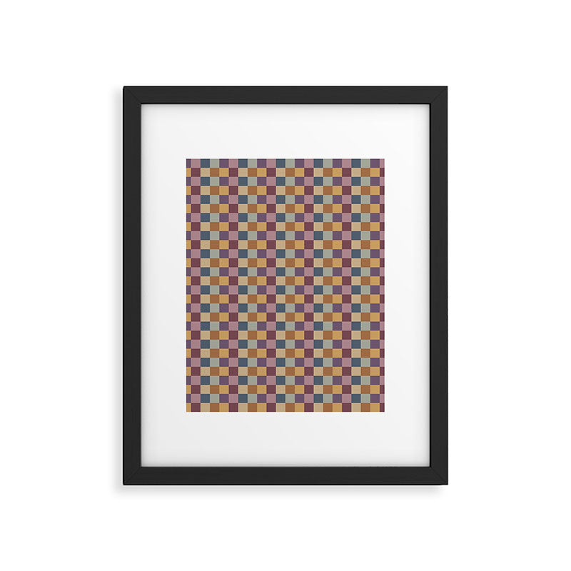 Checkered Multicolor Pattern VIII Retro Fall Framed Art Print Gallery Image 6